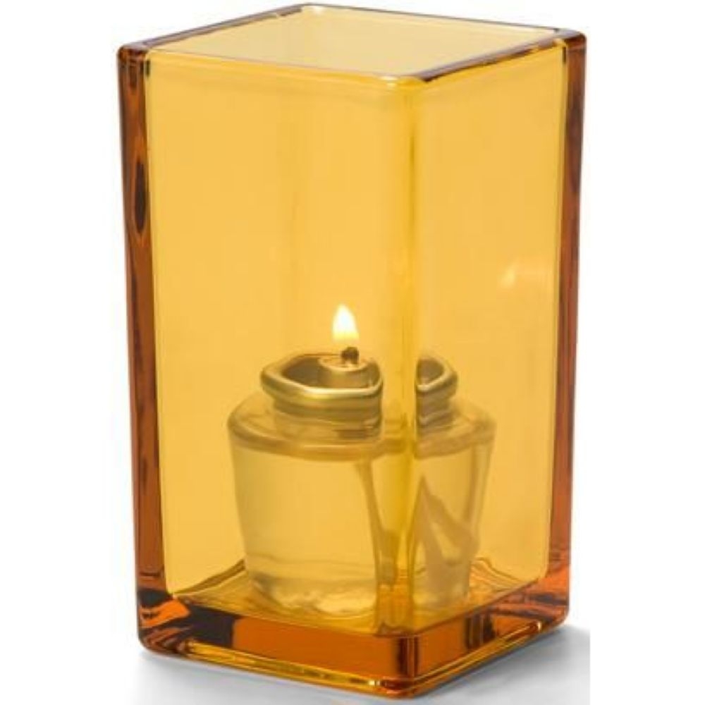 Hollowick Quad Amber Glass Votive Lamp, 4 3/8 x 2 1/2 x 2 1/2 inch.