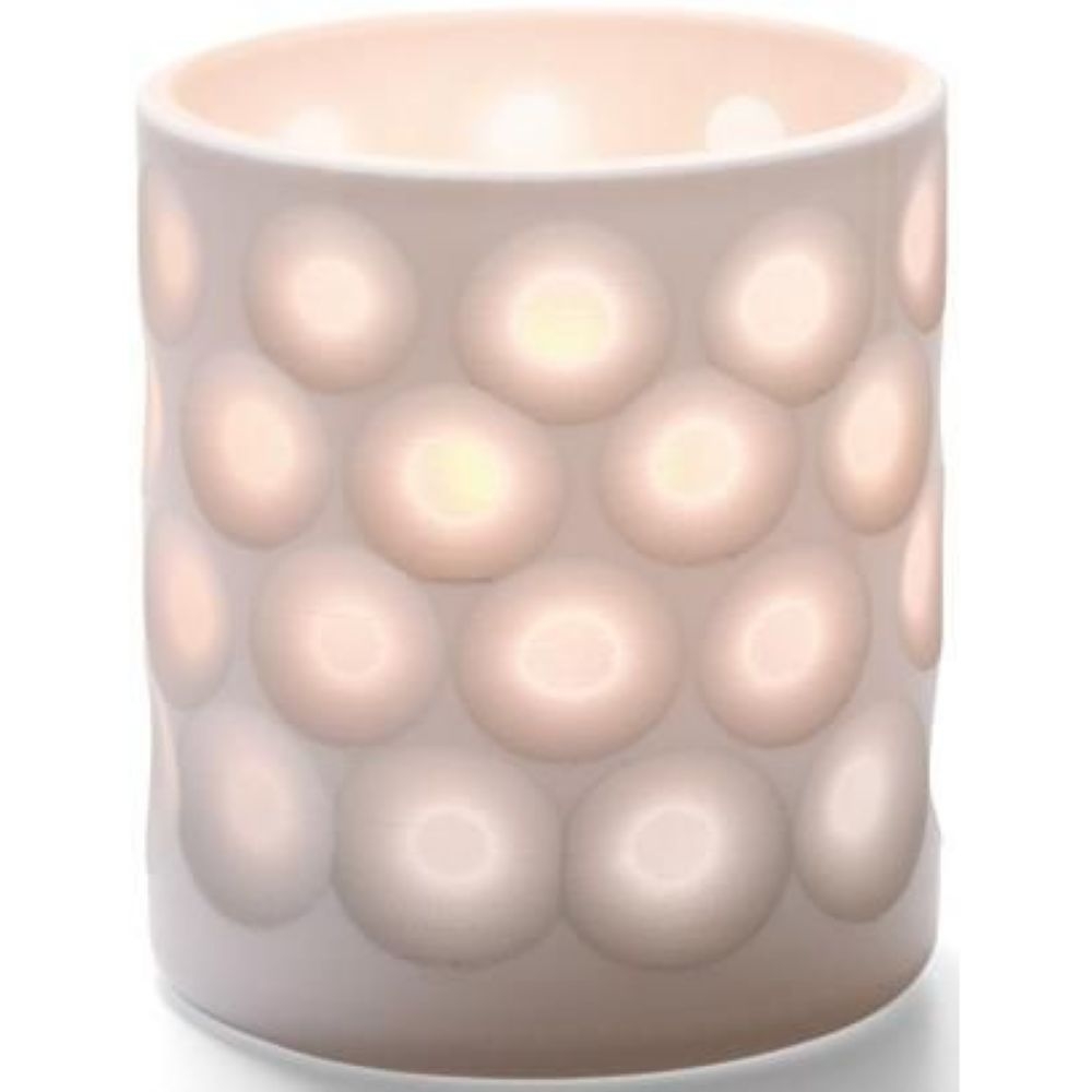 Hollowick Boutique White Dots Porcelain Votive Lamp, 3 1/8 x 2 7/8 x 2 7/8 inch.
