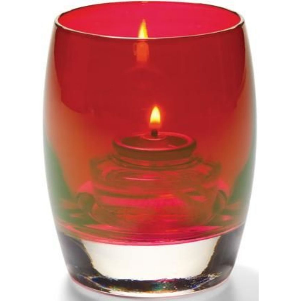 Hollowick Contour Ruby Lustre Glass Votive Lamp, 3 3/4 x 3 x 3 inch.