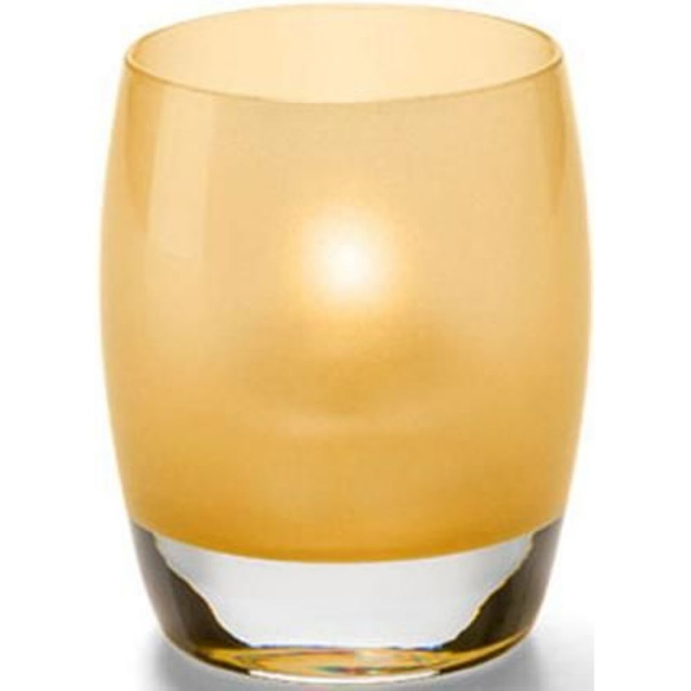Hollowick Contour New Satin Gold Glass Votive Lamp, 3 3/4 x 3 x 3 inch.