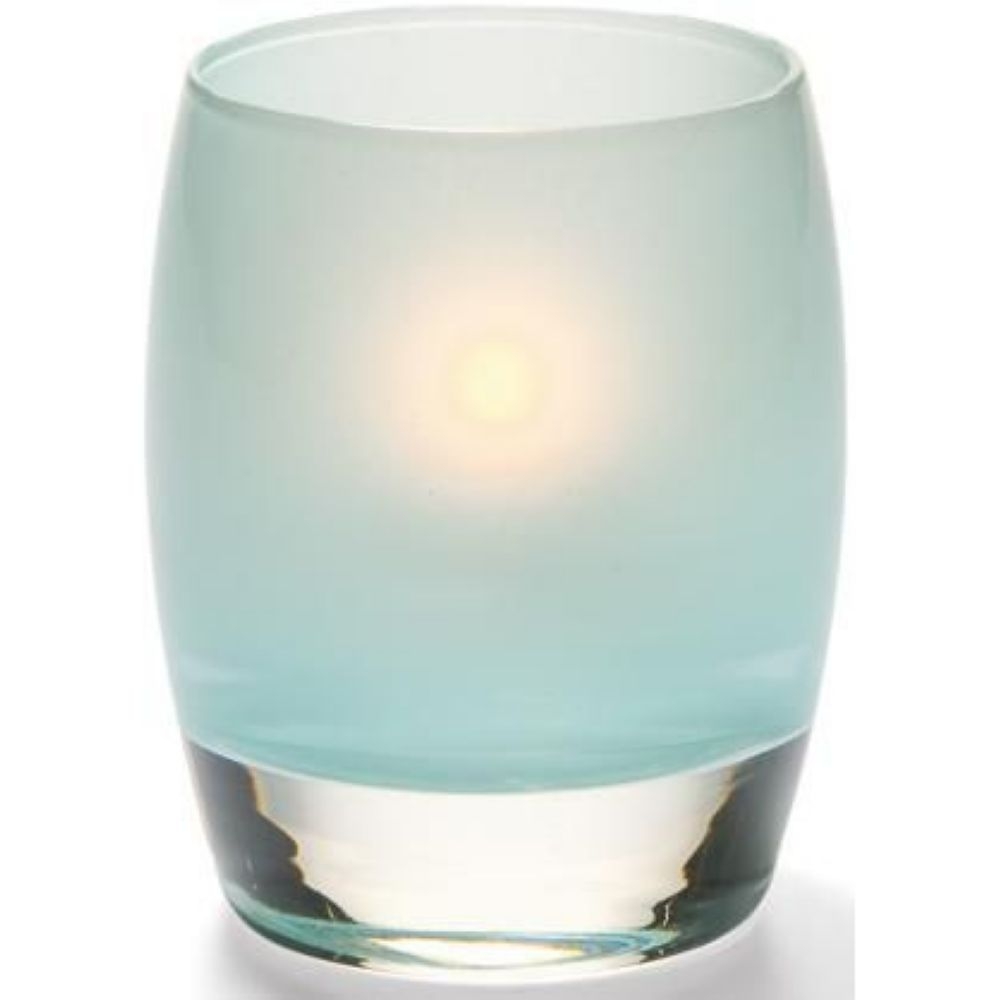 Hollowick Contour Satin Seafoam Glass Votive Lamp, 3 3/4 x 3 x 3 inch.