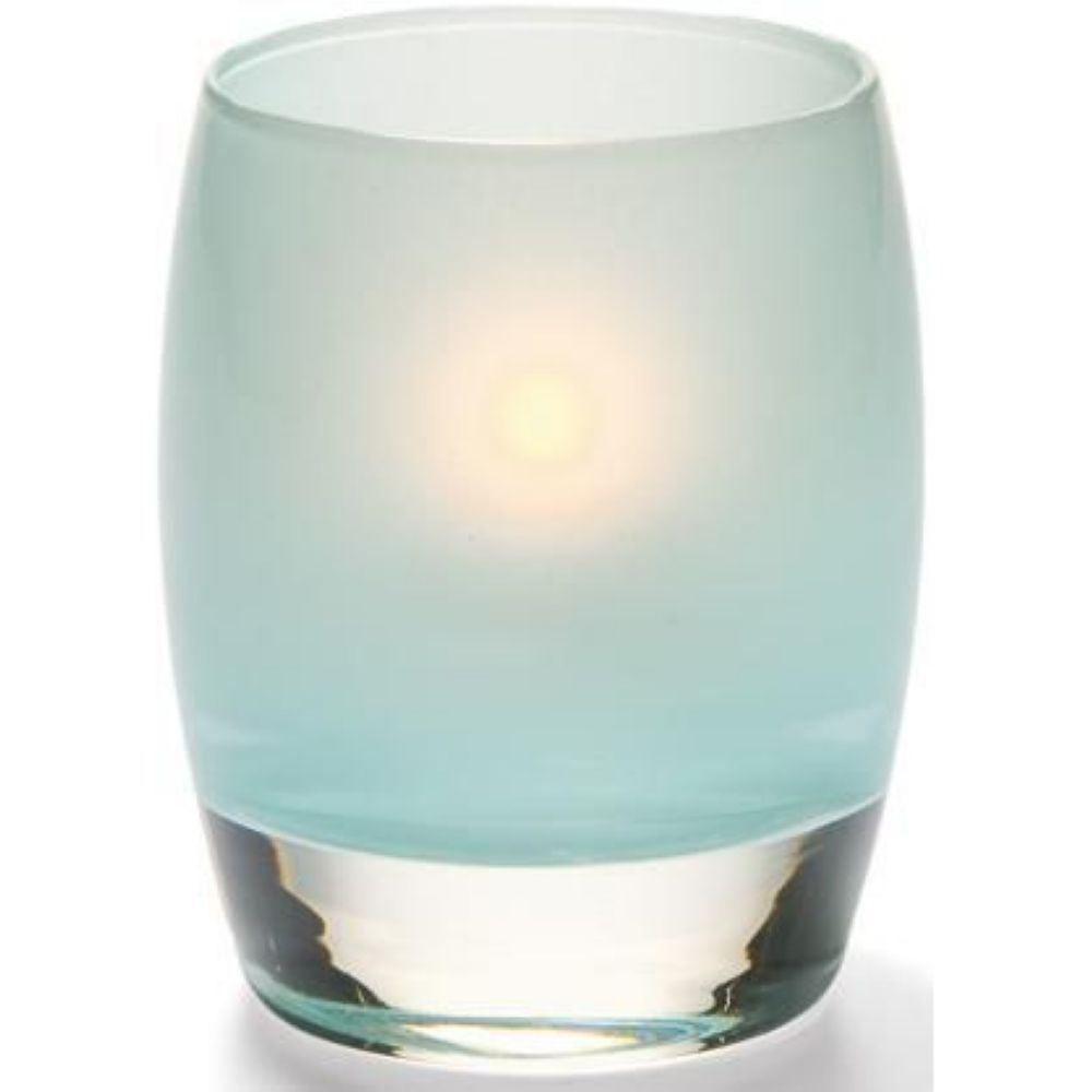 Hollowick Contour Satin Seafoam Glass Votive Lamp, 3 3/4 X 3 X 3 Inch