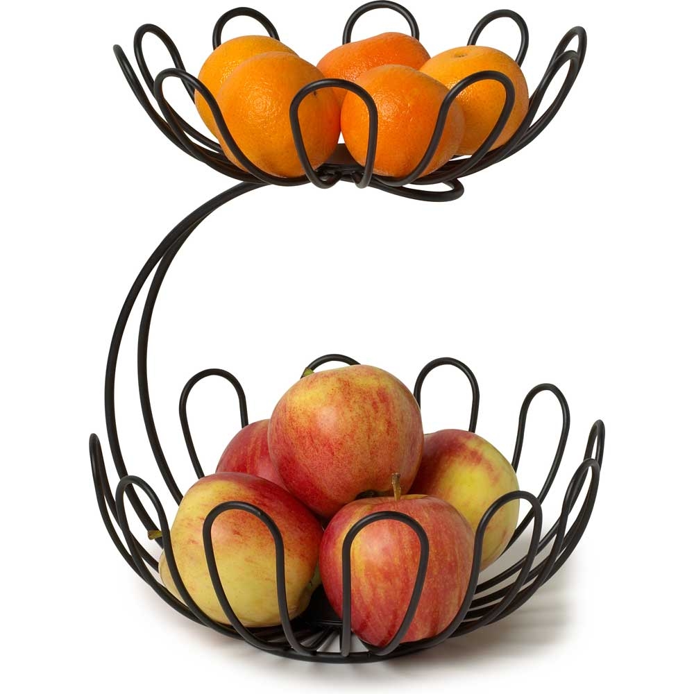 Spectrum Bloom Black Arched 2 Tier Fruit Server, 11.25 x 10 x 10 inch.