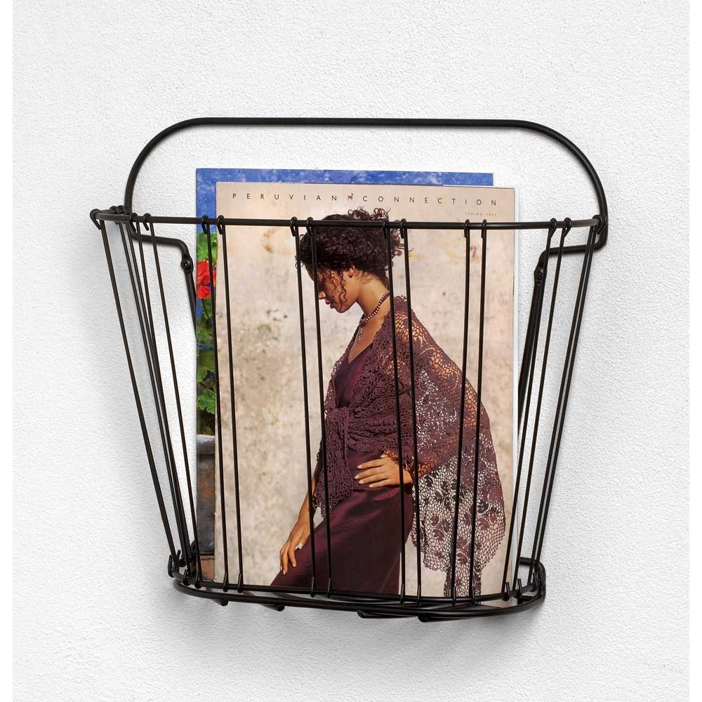 Spectrum Black Double Wire Wall Mount Magazine Rack, 12.25 x 4.5 x 13.25 inch.