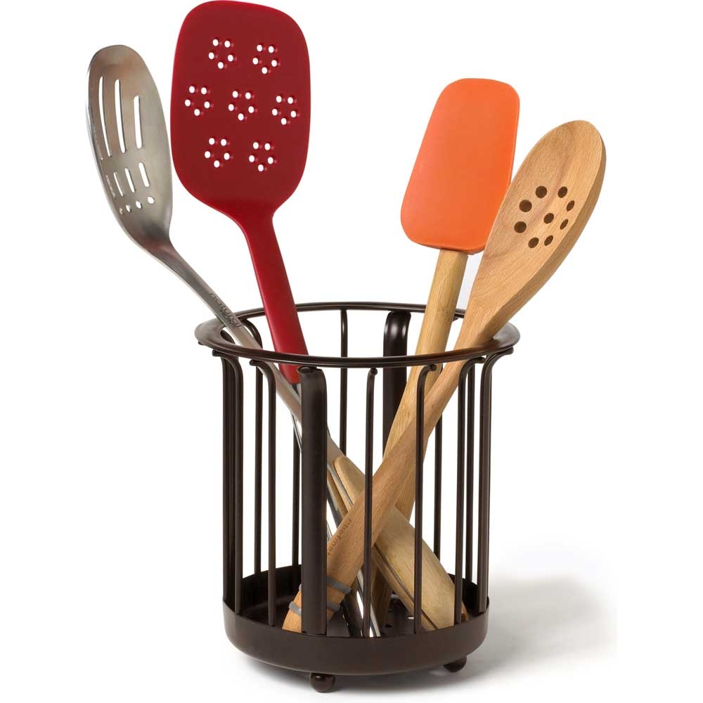 Spectrum Ashley Bronze Utensil Holder, 6.75 x 6.25 x 6.25 inch.