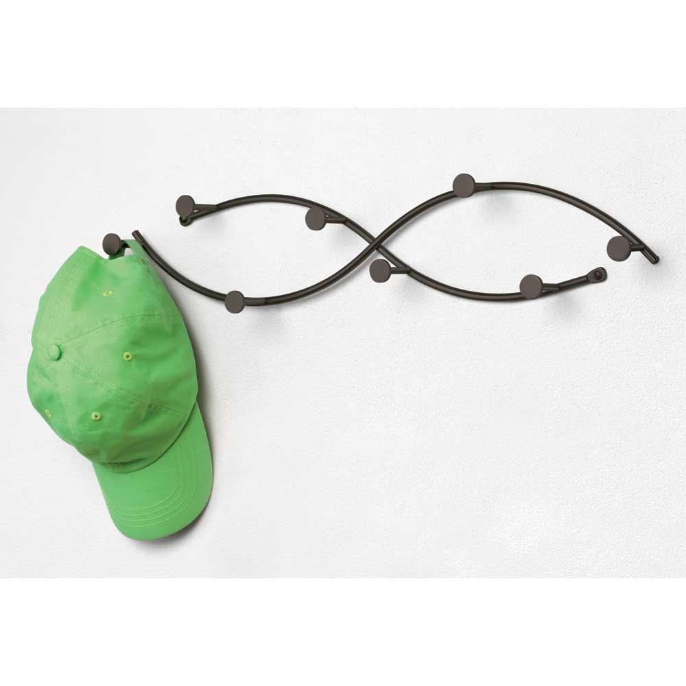 Spectrum Black Sweep Wall Mount Double 8 Hook Rack with Screws, 4.5 x 2 x 22 inch.