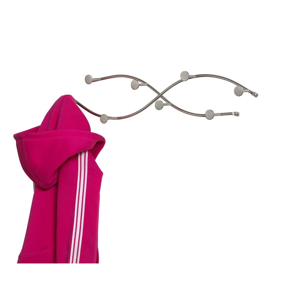 Spectrum Satin Nickel Sweep Wall Mount Double 8 Hook Rack with Screws, 4.5 x 2 x 22 inch.