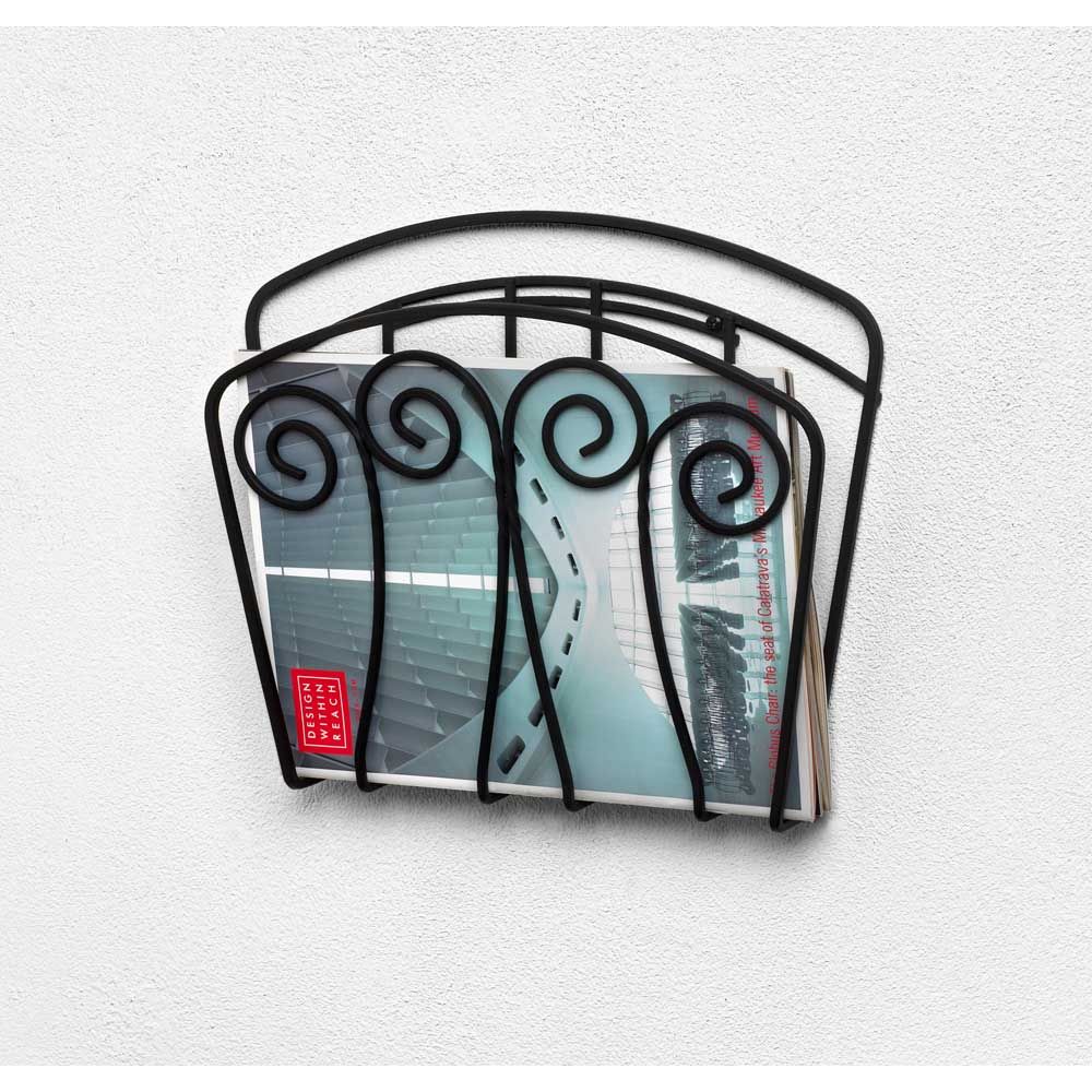 Spectrum Black Scroll Wall Mount Magazine Rack, 10.5 X 3 X 12 Inch