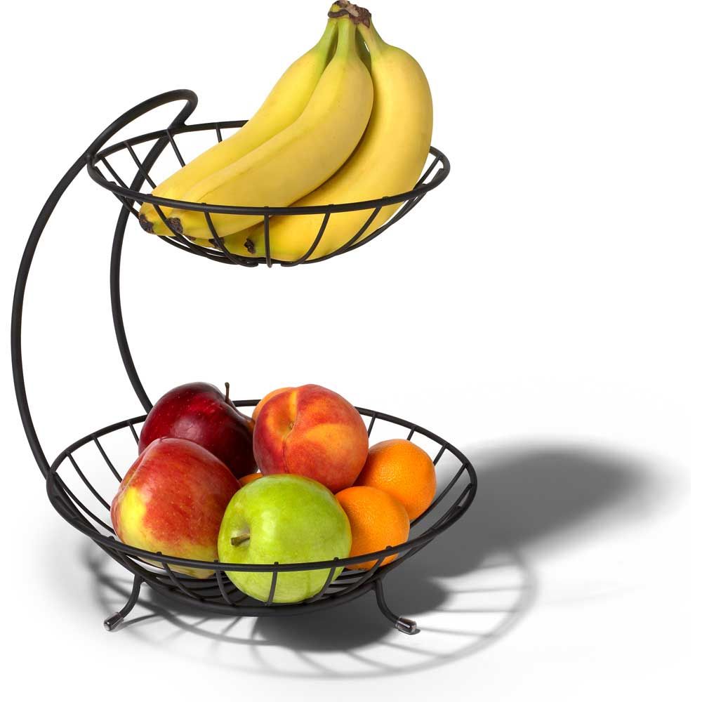 Spectrum Black Yumi 2 Tier Fruit Server, 12.5 X 10.5 X 11.5 Inch