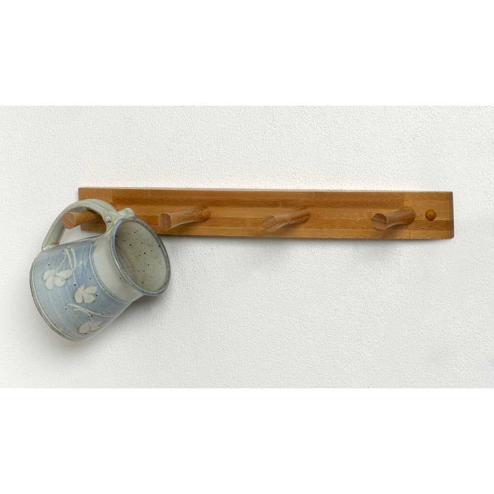 Spectrum Bamboo Wall Mount 4 Peg Wood Rack With Screws, 1.75 X 3.25 X 15.75 Inch