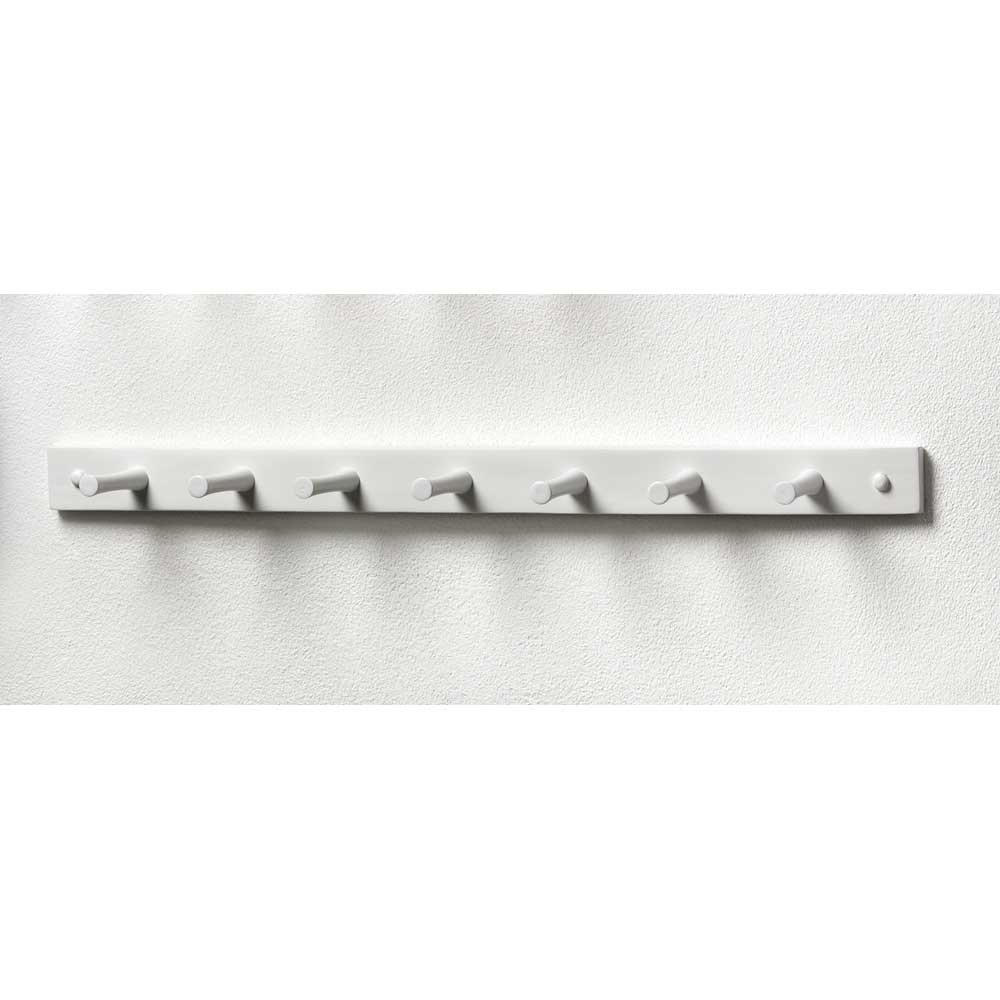 Spectrum White Wall Mount Seven Peg Wood Rack with Screws, 1.75 x 3.75 x 24 inch.