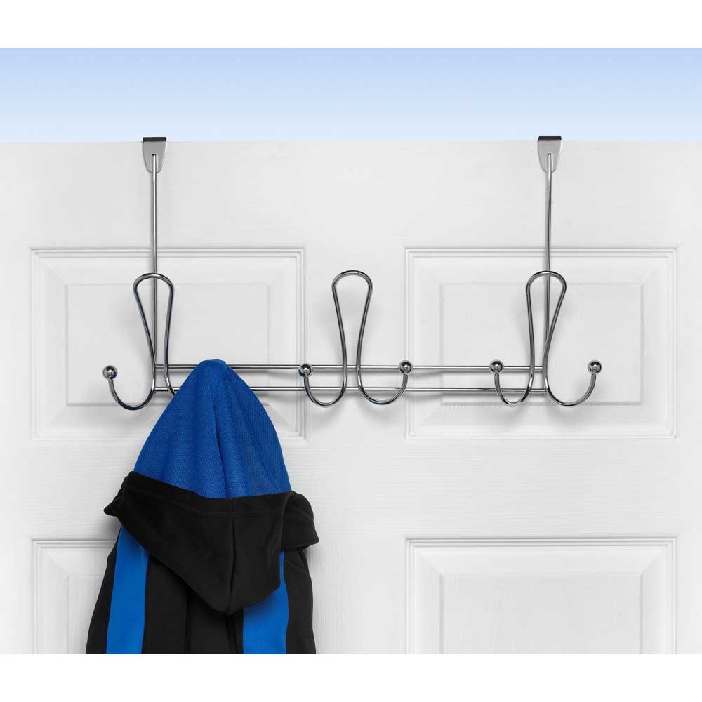 Spectrum Chrome Quazar Over the Door 9 Hook Rack, 11.5 x 6 x 21 inch.
