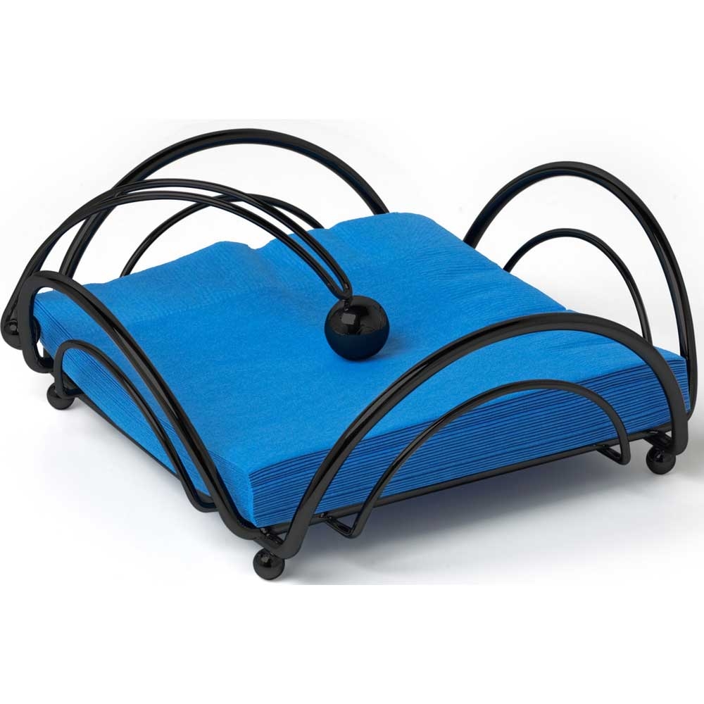 Spectrum Black Flower Flat Napkin Holder, 3.25 x 8.25 x 8.25 inch.