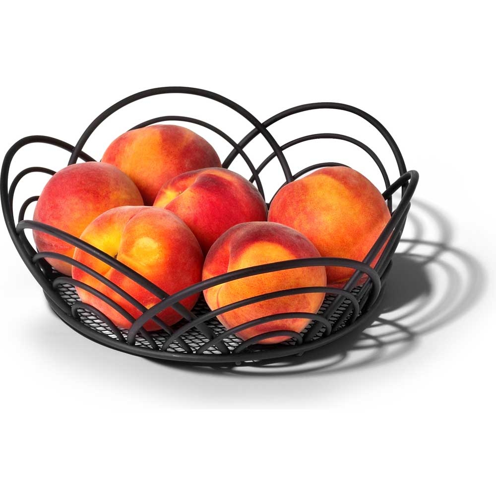 Spectrum Black Flower Fruit Basket, 3 x 9.5 x 9.5 inch.