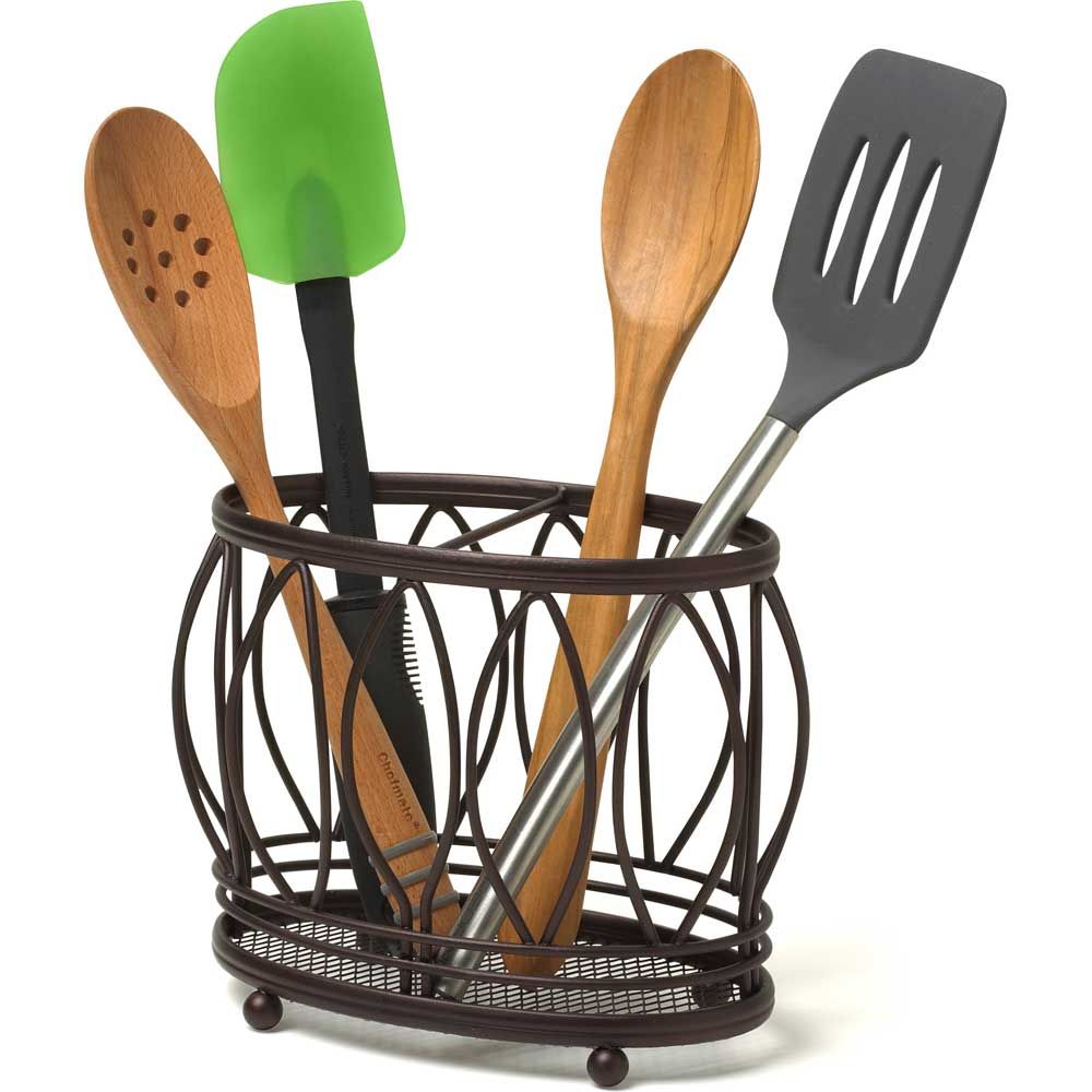 Spectrum Leaf Bronze Utensil Holder, 6.5 X 5 X 8 Inch