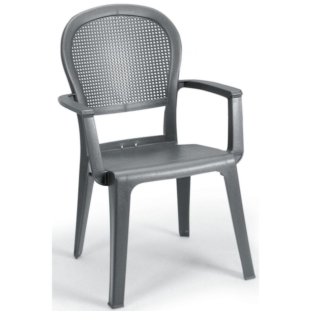 Grosfillex Seville Charcoal Highback Armchair -- 4 Per Case