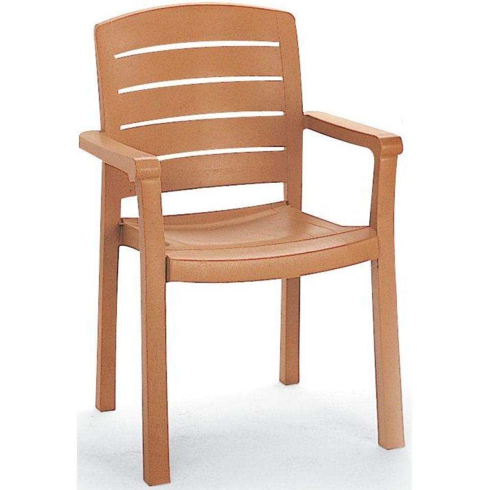 Grosfillex Acadia Teakwood Stacking Dining Armchair -- 4 Per Case