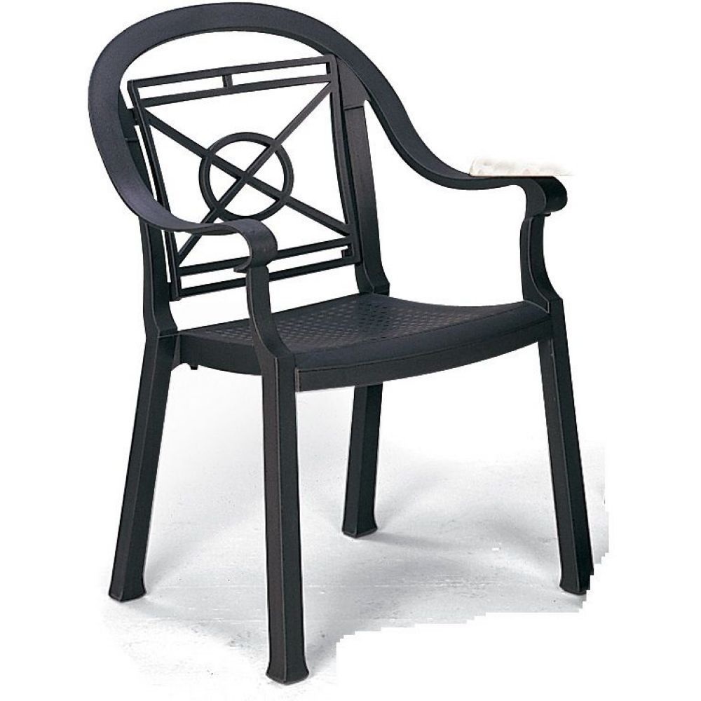 Grosfillex Victoria Charcoal Classic Stacking Dining Armchair -- 4 Per Case