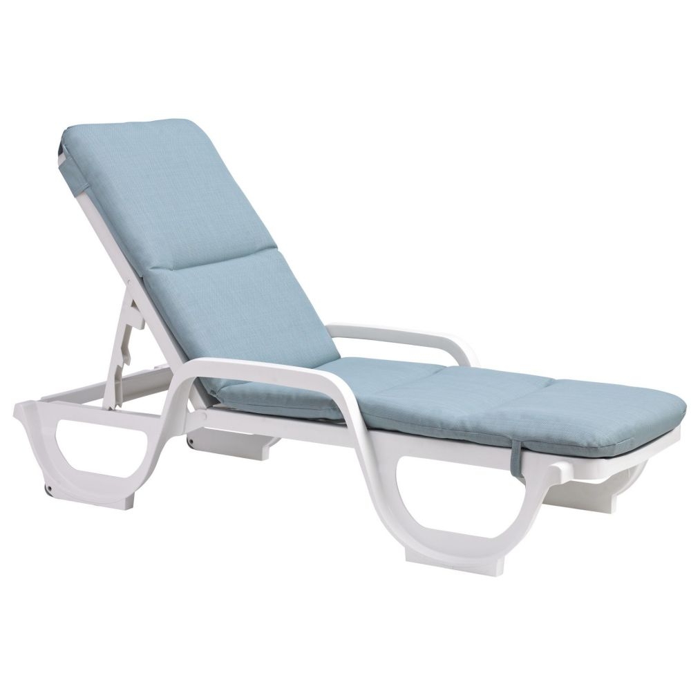 Grosfillex Contract Spa Blue Chaise Cushion with Hood -- 6 per case.