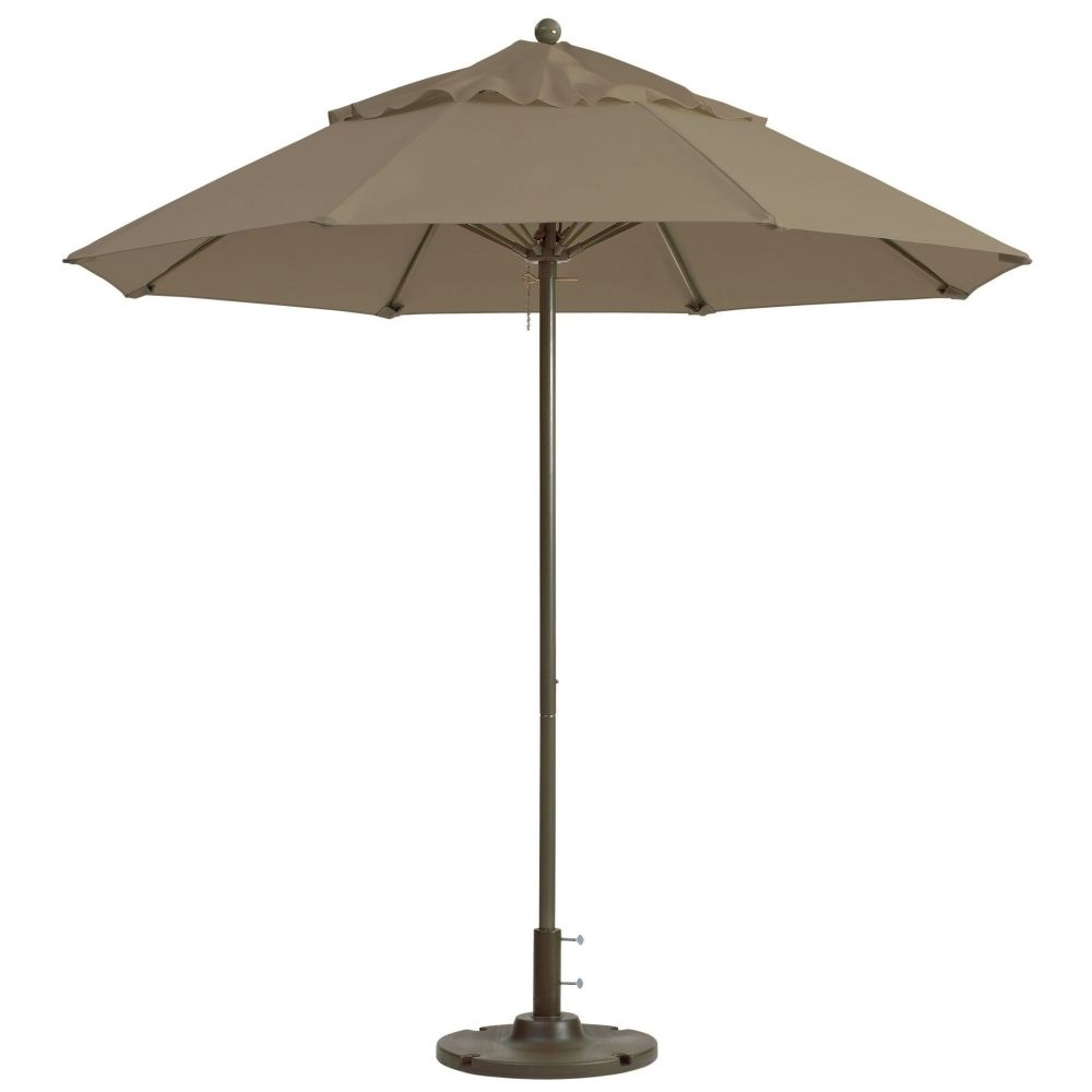 Grosfillex Windmaster Round Taupe Fiberglass Umbrella with Aluminum Pole, 7.5 Feet.