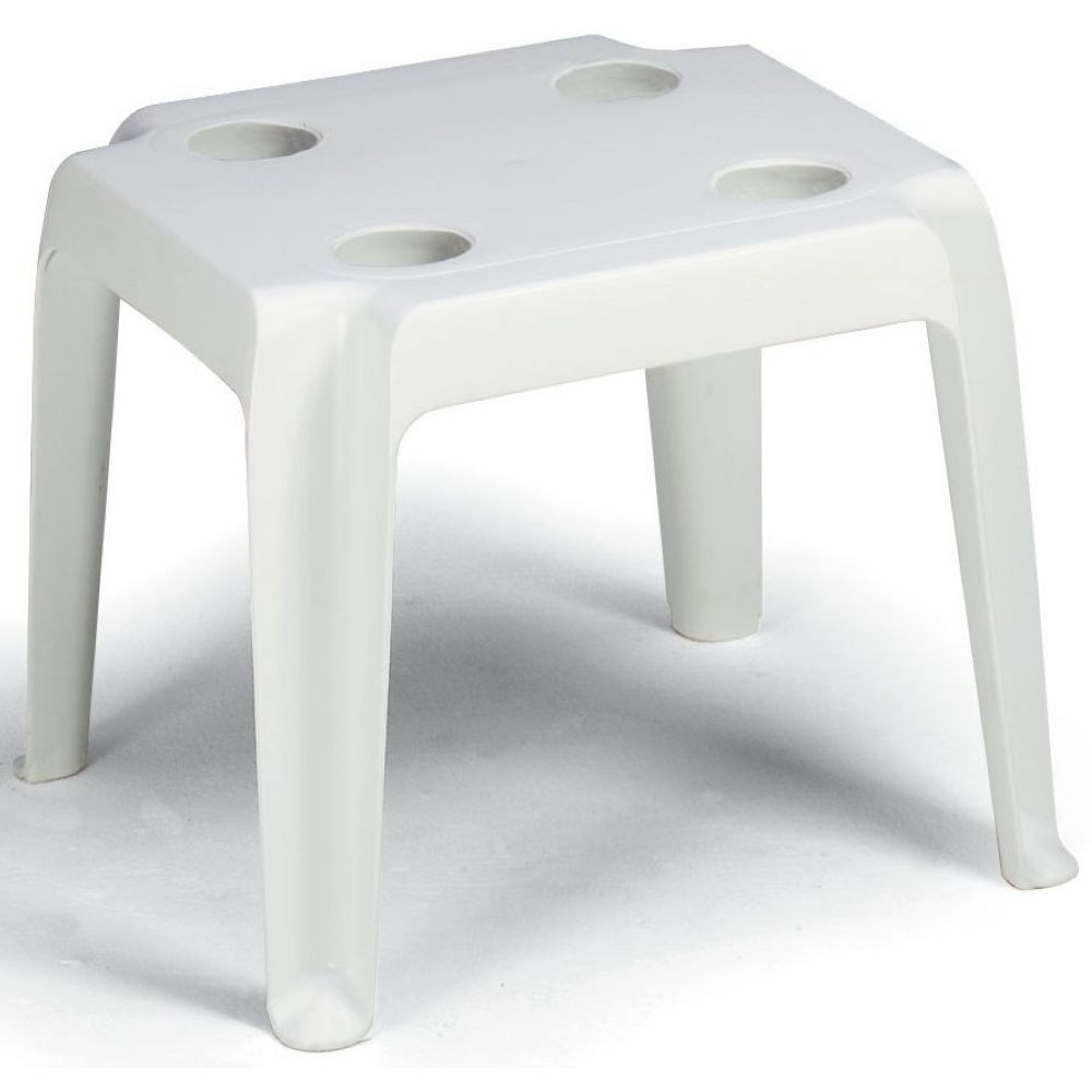 Grosfillex Oasis White Stacking Low Table with Cup Holders, 18 x 18 inch -- 14 per case.