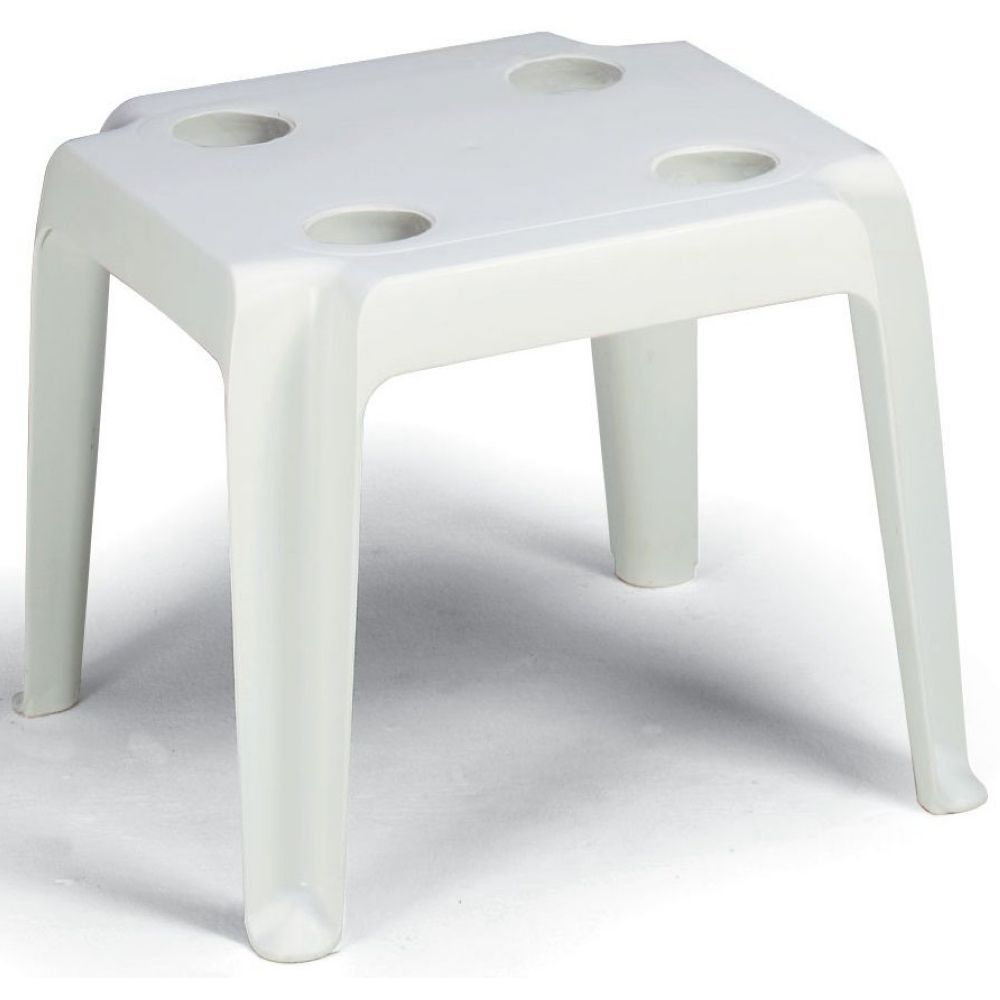Grosfillex Oasis White Stacking Low Table With Cup Holders, 18 X 18 Inch -- 14 Per Case