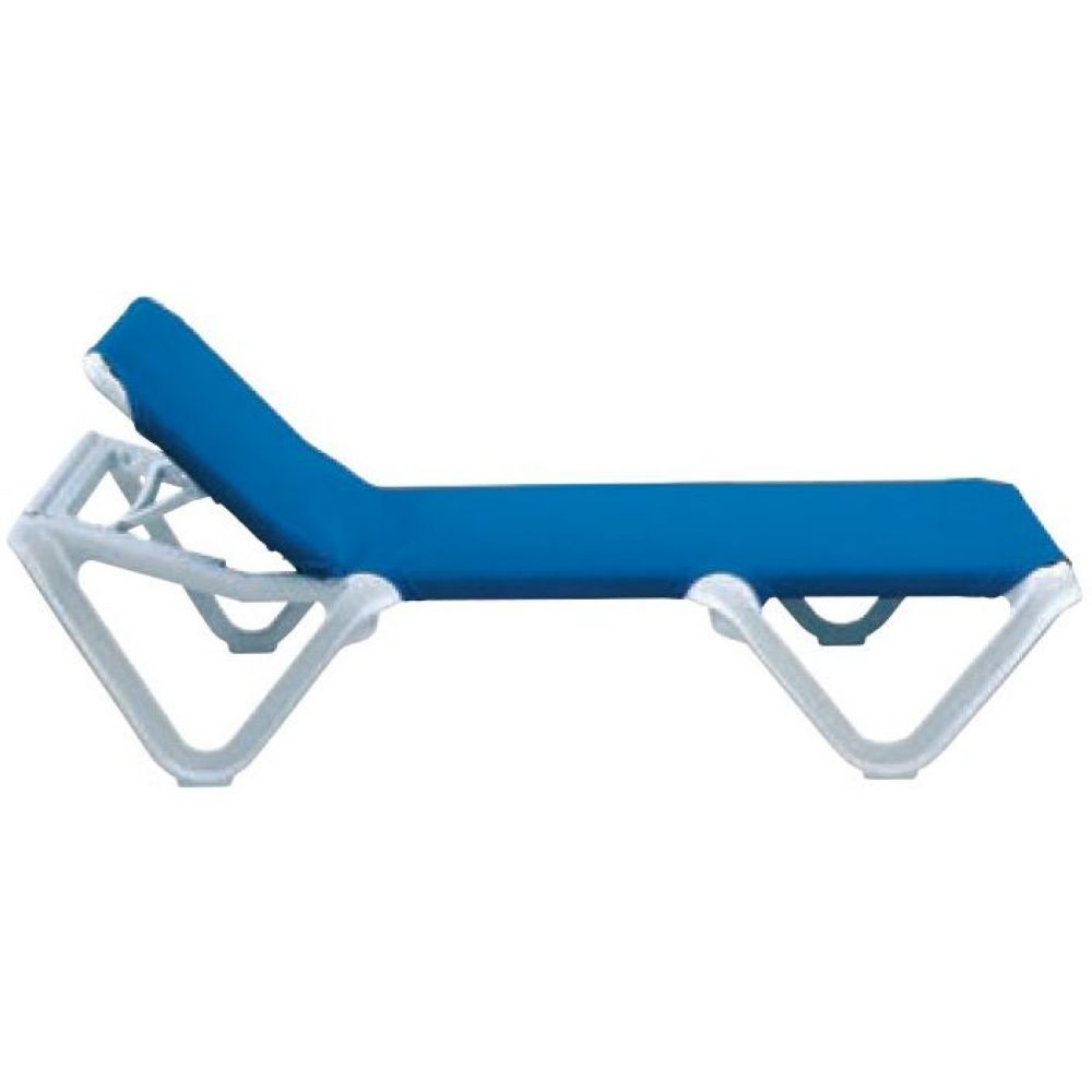 Grosfillex Nautical White Frame Adjustable Blue Sling Chaise -- 12 per case.