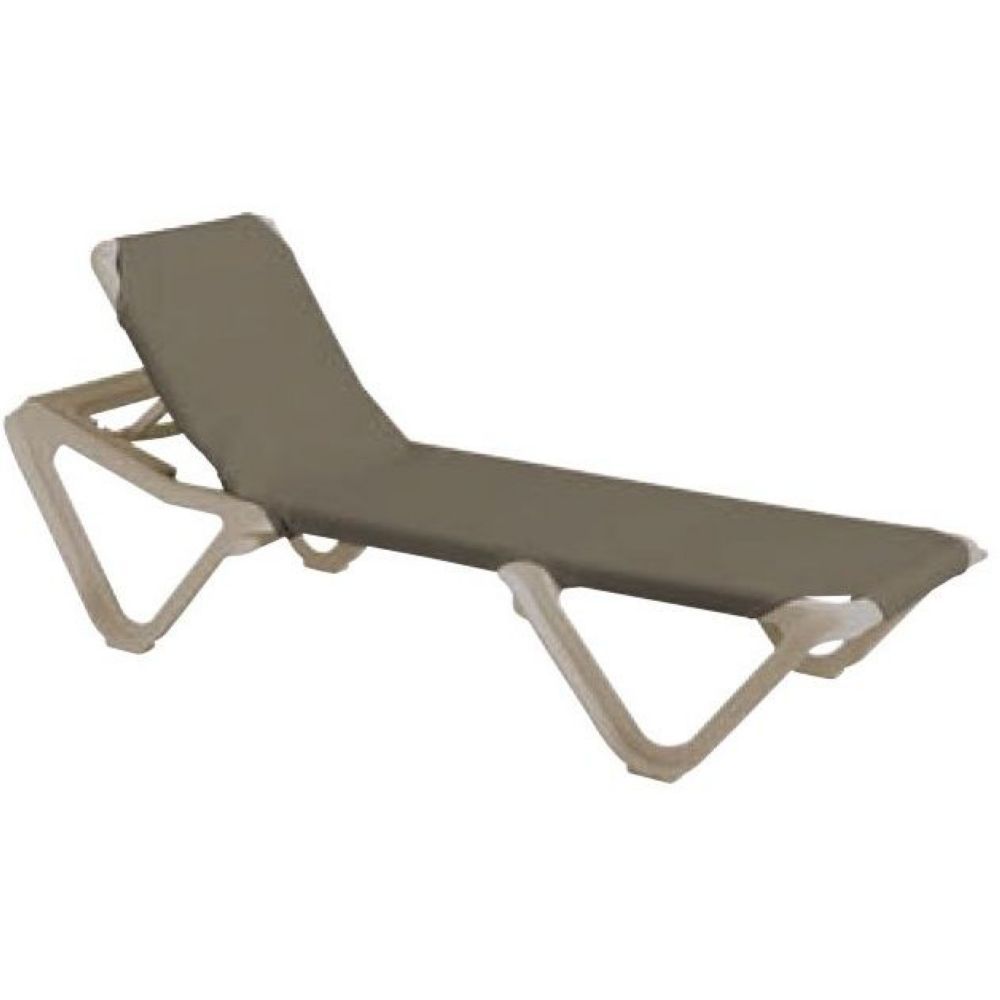 Grosfillex Nautical Sandstone Frame Adjustable Taupe Sling Chaise -- 12 Per Case
