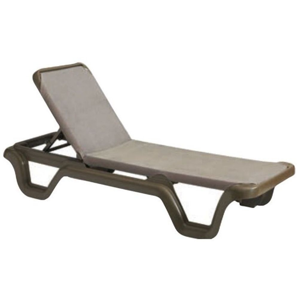 Grosfillex Marina Adjustable Bronze Mist Frame Espresso Sling Chaise Lounge -- 14 per case.