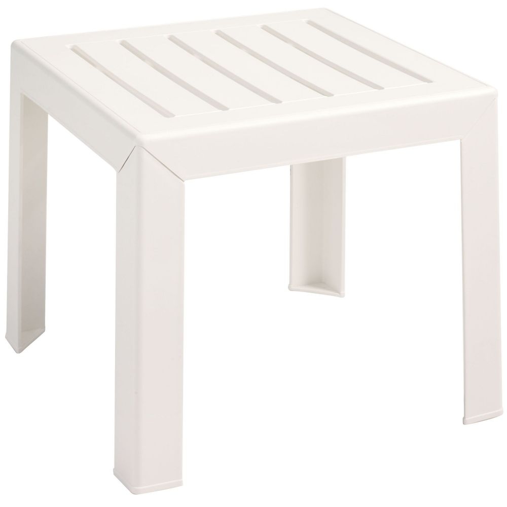 Grosfillex Bahia White Stacking Low Table, 16 x 16 inch.