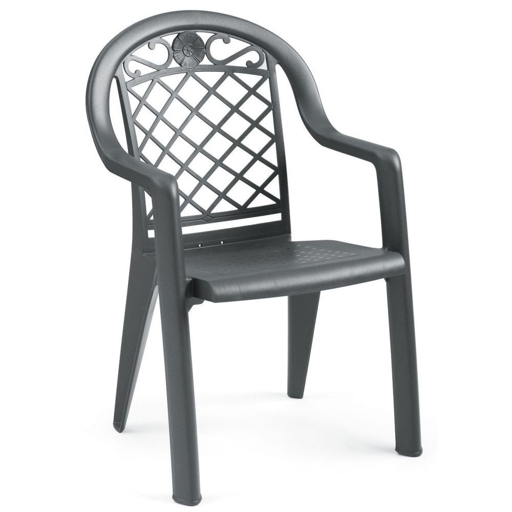 Grosfillex Savannah Charcoal Highback Stacking Armchair -- 20 Per Case