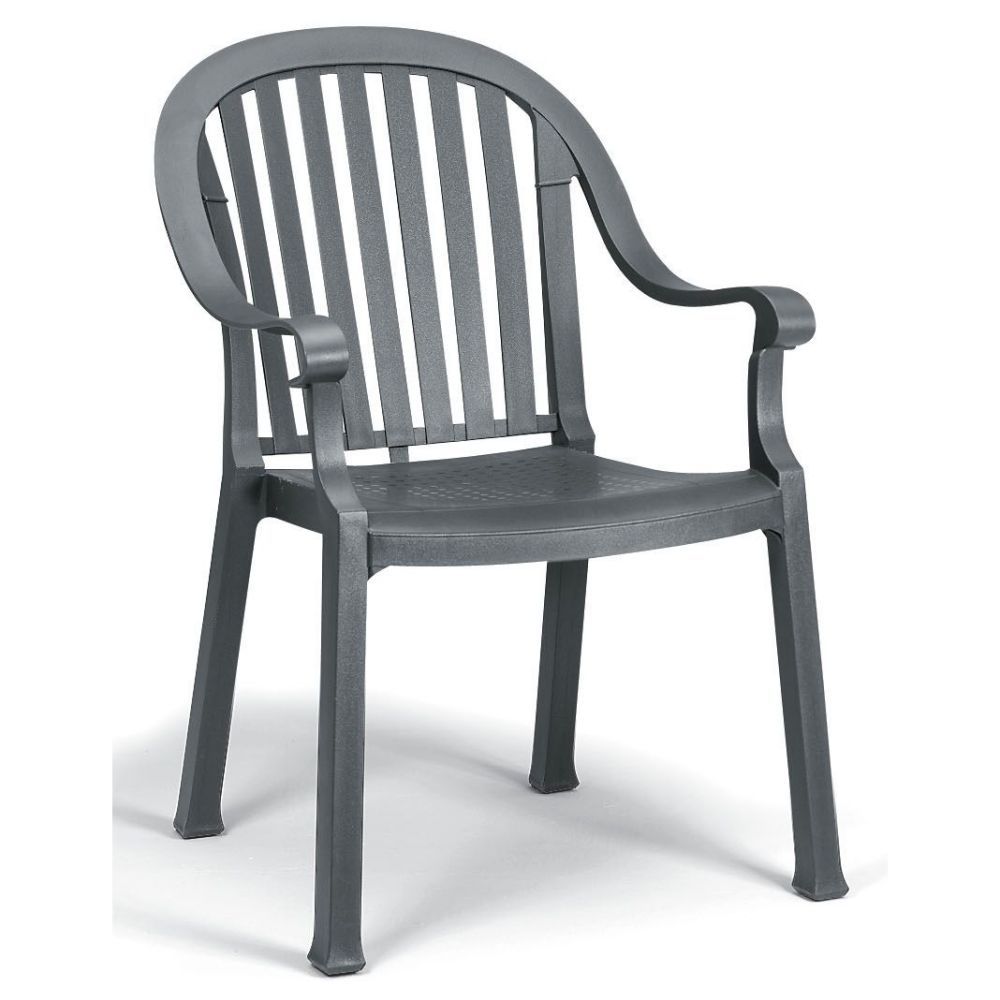 Grosfillex Colombo Charcoal Classic Stacking Dining Armchair -- 4 Per Case