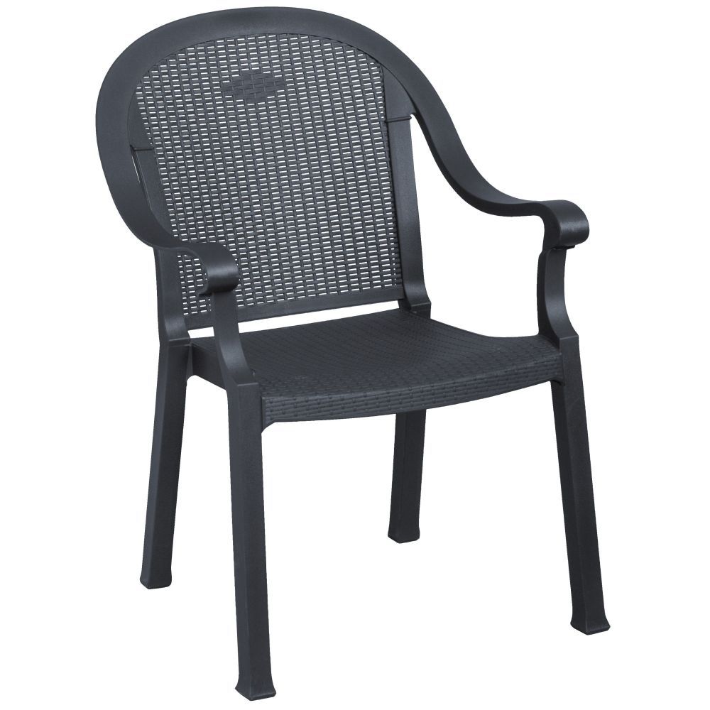 Grosfillex Sumatra Charcoal Classic Stacking Armchair -- 4 Per Case
