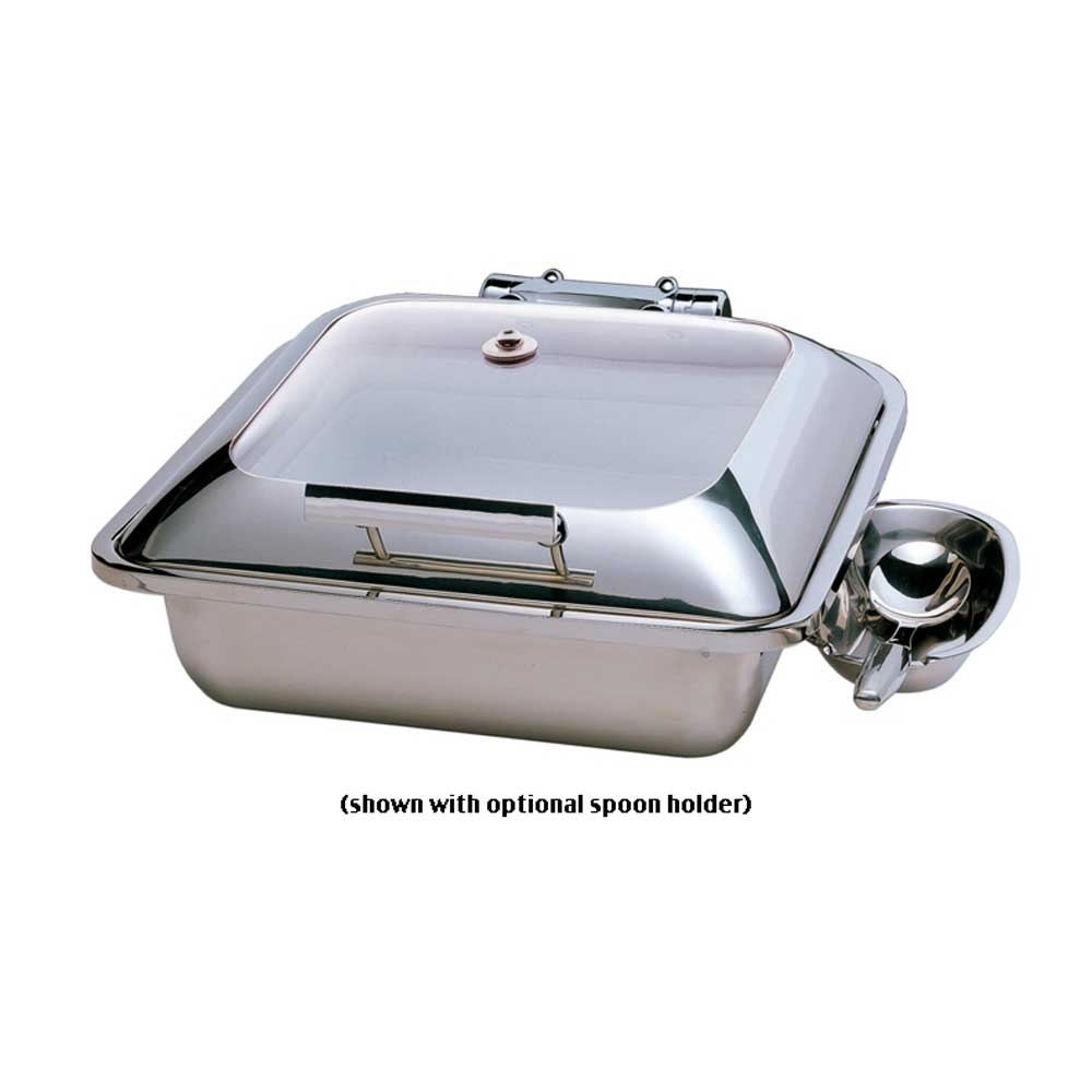 Smart Square Stainless Steel Chafing Dish with Glass Lid, 17.5 x 15.75 x 7.75 inch.