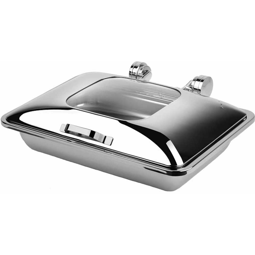 Smart W Oblong Chafing Dish with Glass Lid, 17 x 23 x 7 inch.