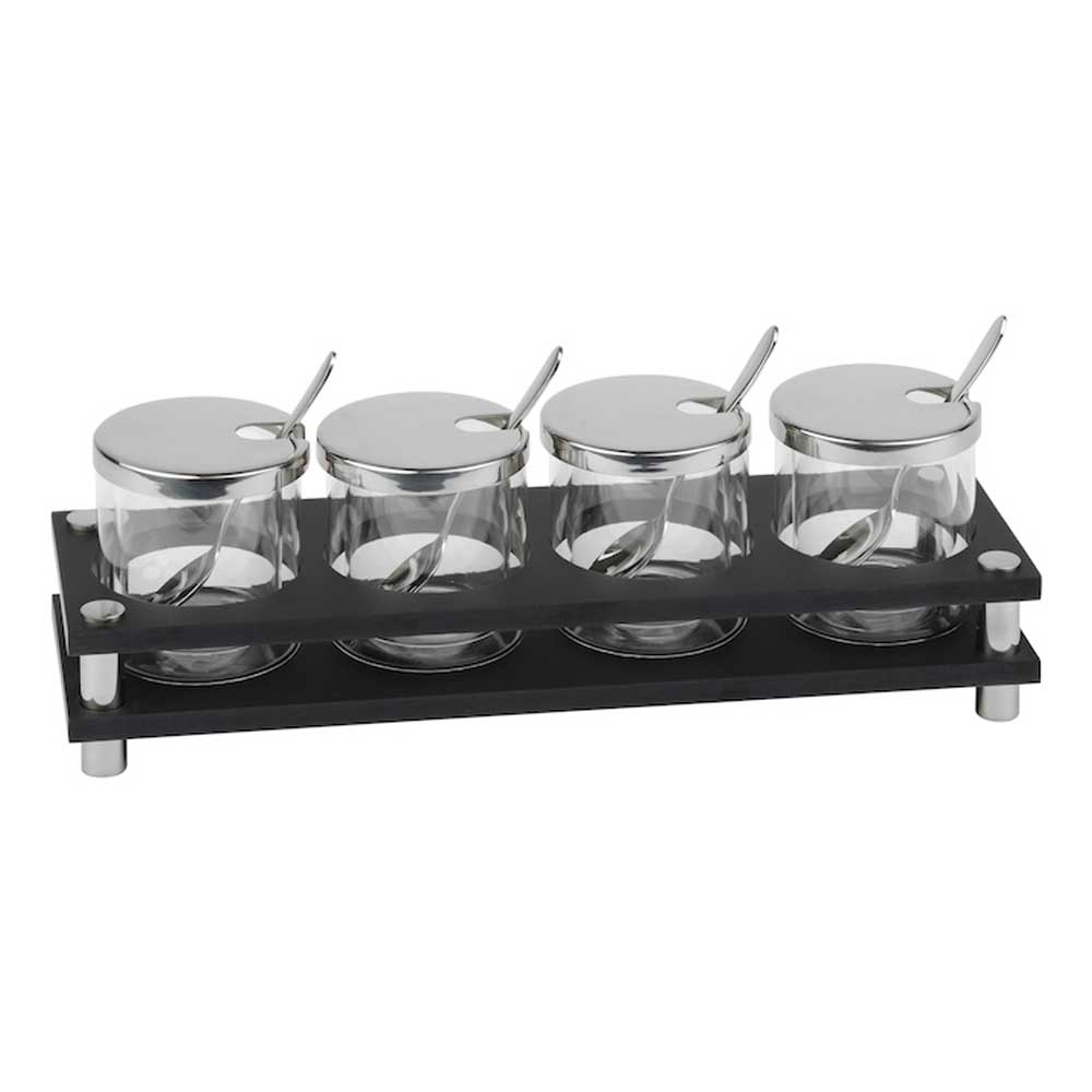 Smart Collection Condiment Server with Black Tray, 4 x 14.25 x 3.75 inch.
