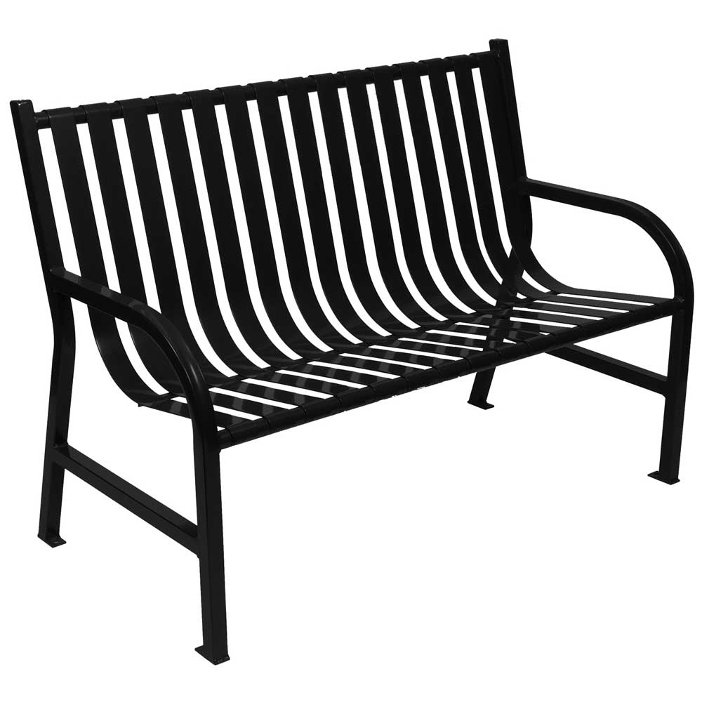 Witt Industries Black Oakley Slatted Metal Outdoor Bench, 48 x 34 x 24 inch.