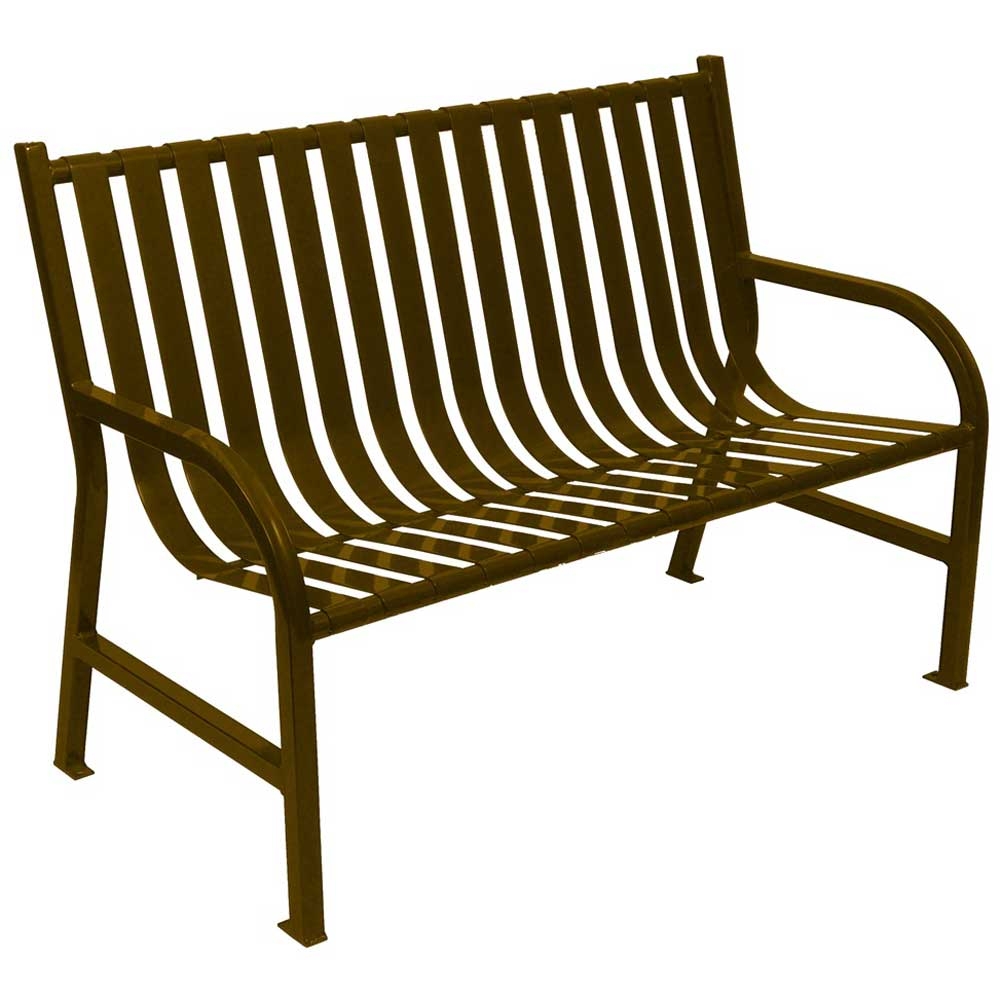 Witt Industries Brown Oakley Slatted Metal Outdoor Bench, 48 x 34 x 24 inch.