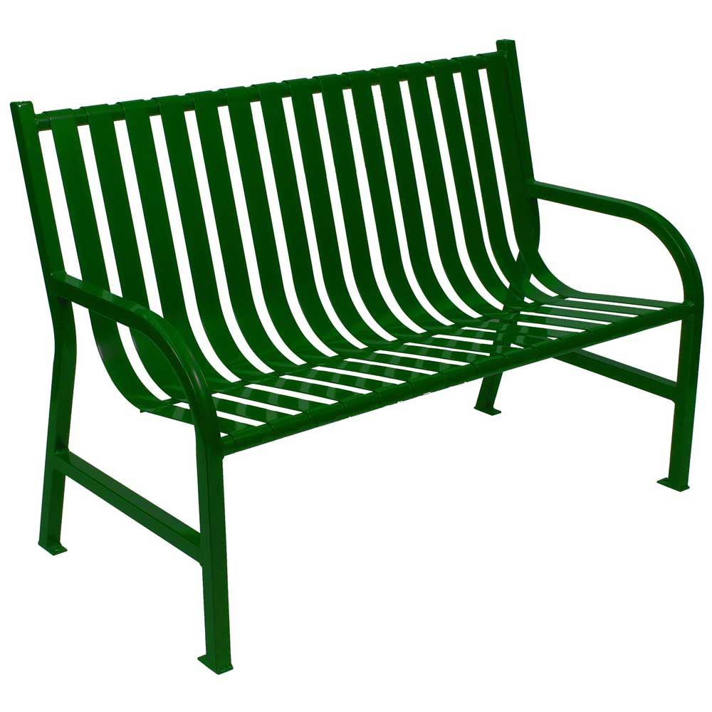 Witt Industries Green Oakley Slatted Metal Outdoor Bench, 48 X 34 X 24 Inch