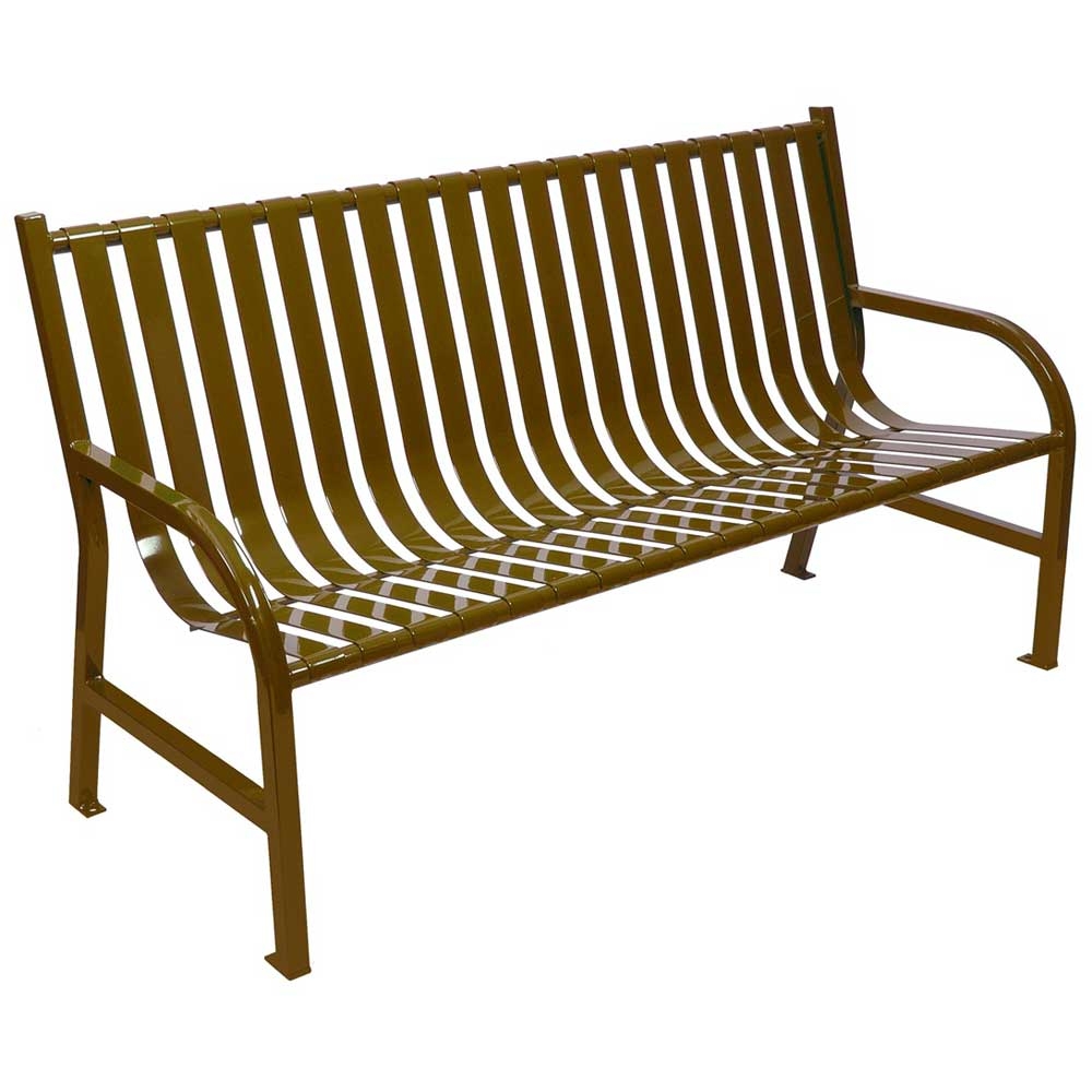 Witt Industries Brown Oakley Slatted Metal Outdoor Bench, 60 x 34 x 24 inch.