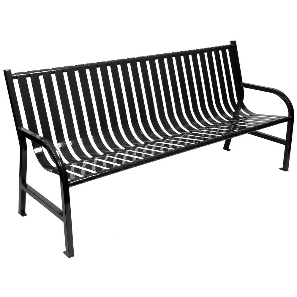 Witt Industries Black Oakley Slatted Metal Outdoor Bench, 72 X 34 X 24 Inch
