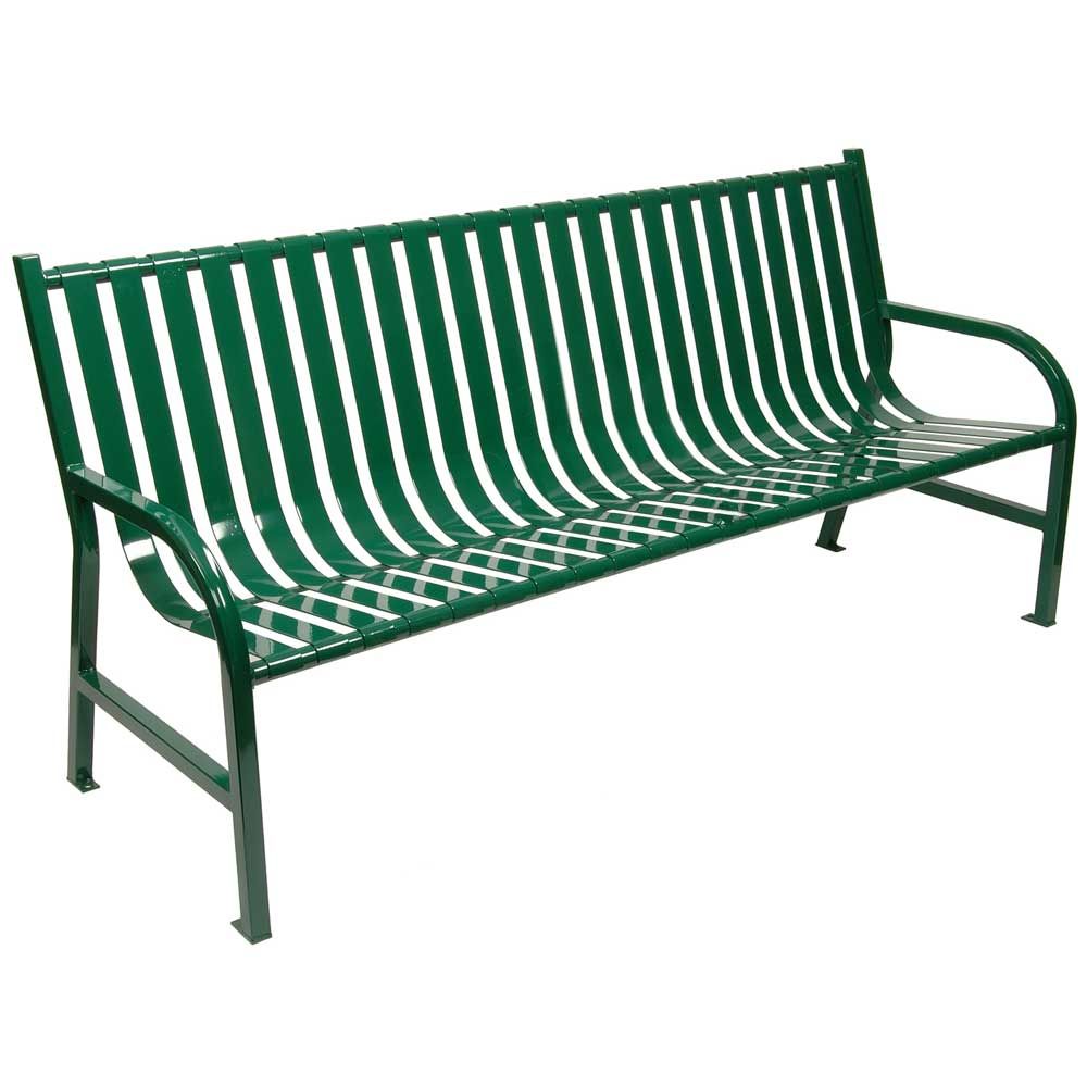 Witt Industries Green Oakley Slatted Metal Outdoor Bench, 72 X 34 X 24 Inch