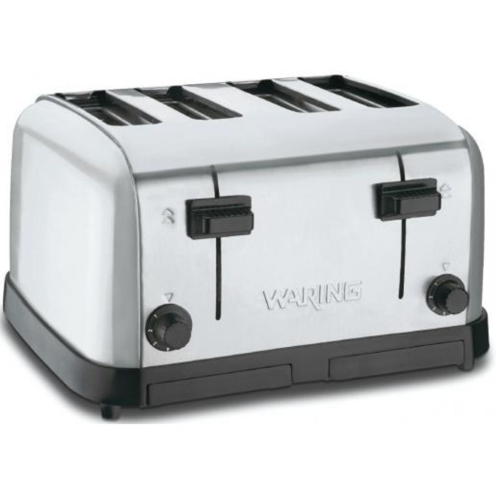 Waring Commercial Brushed Chrome 4 Slice Commercial Medium Duty Toaster, 120 Volts