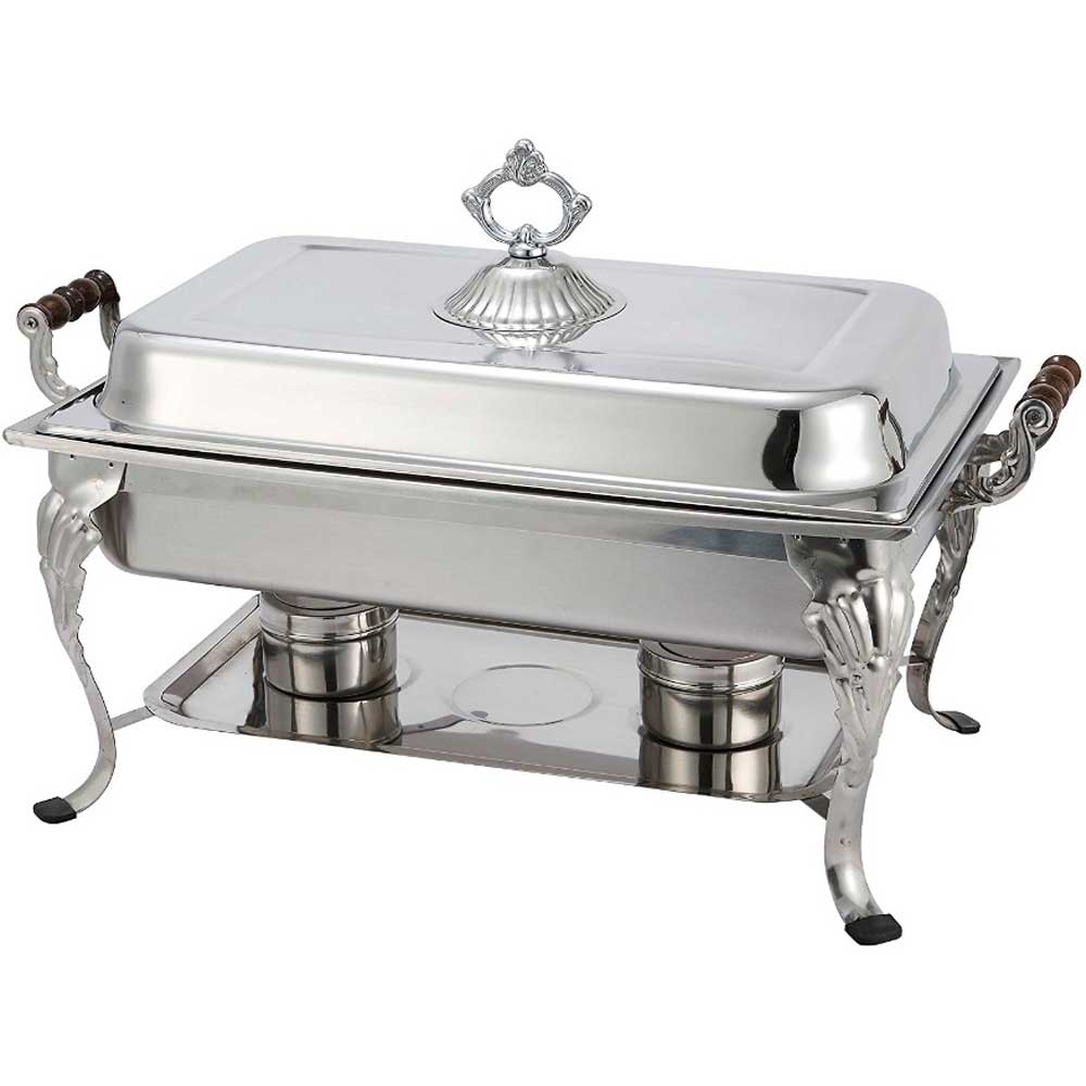 Winco Medium Weight Stainless Steel Full Size Crown Chafer, 8 Quart.