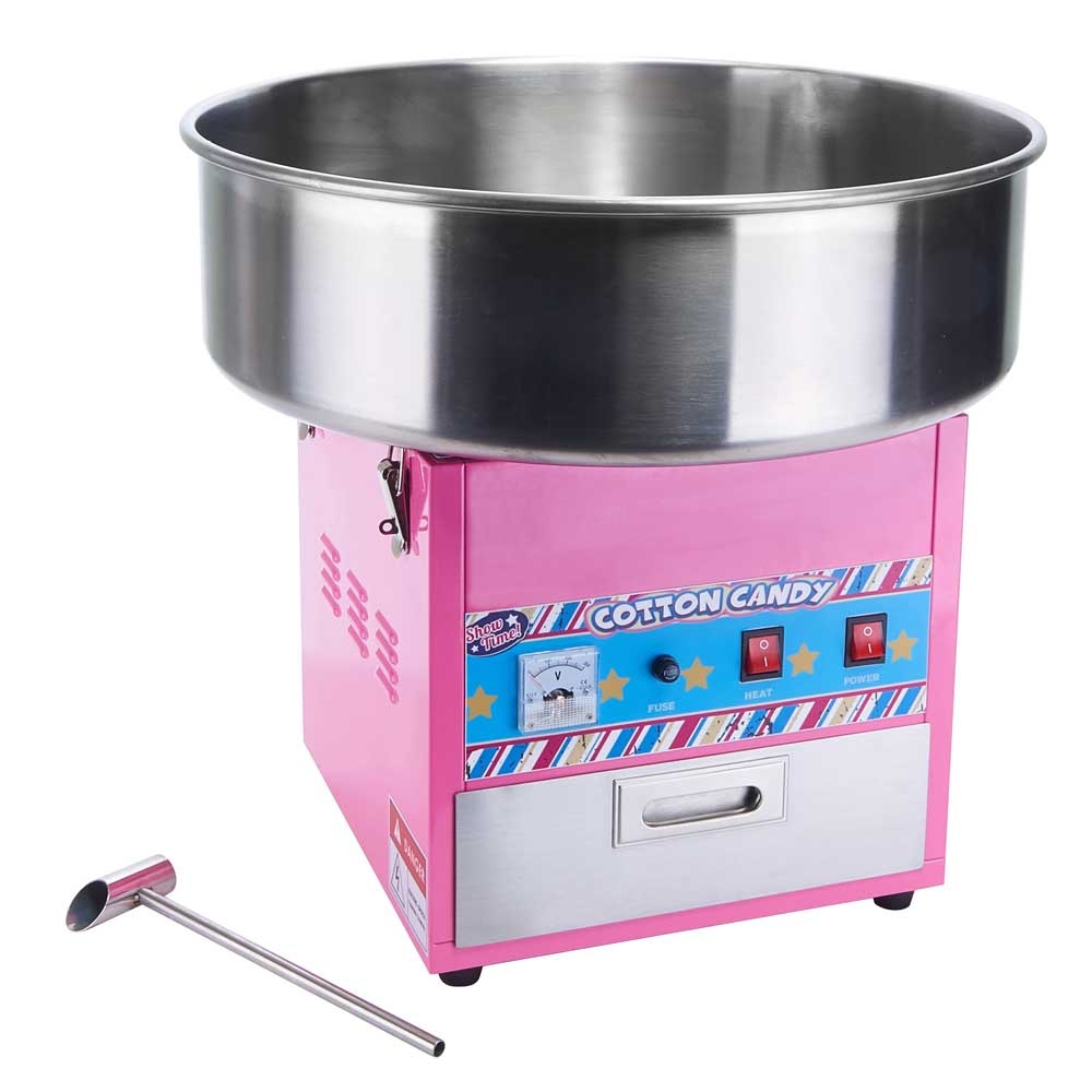 Winco Show Time Electric Cotton Candy Machine with 20.5 inch Stainless Steel Bowl Set, 1080 Watts.