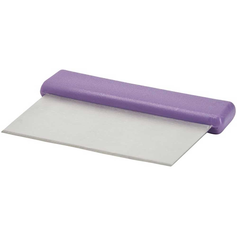 Winco Allergen Free Stainless Steel Blade Purple Polypropylene Handle Dough Scraper -- 12 per case.