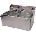 Winco Electric Twin Well Deep Fryer, 32 Pound Capacity.