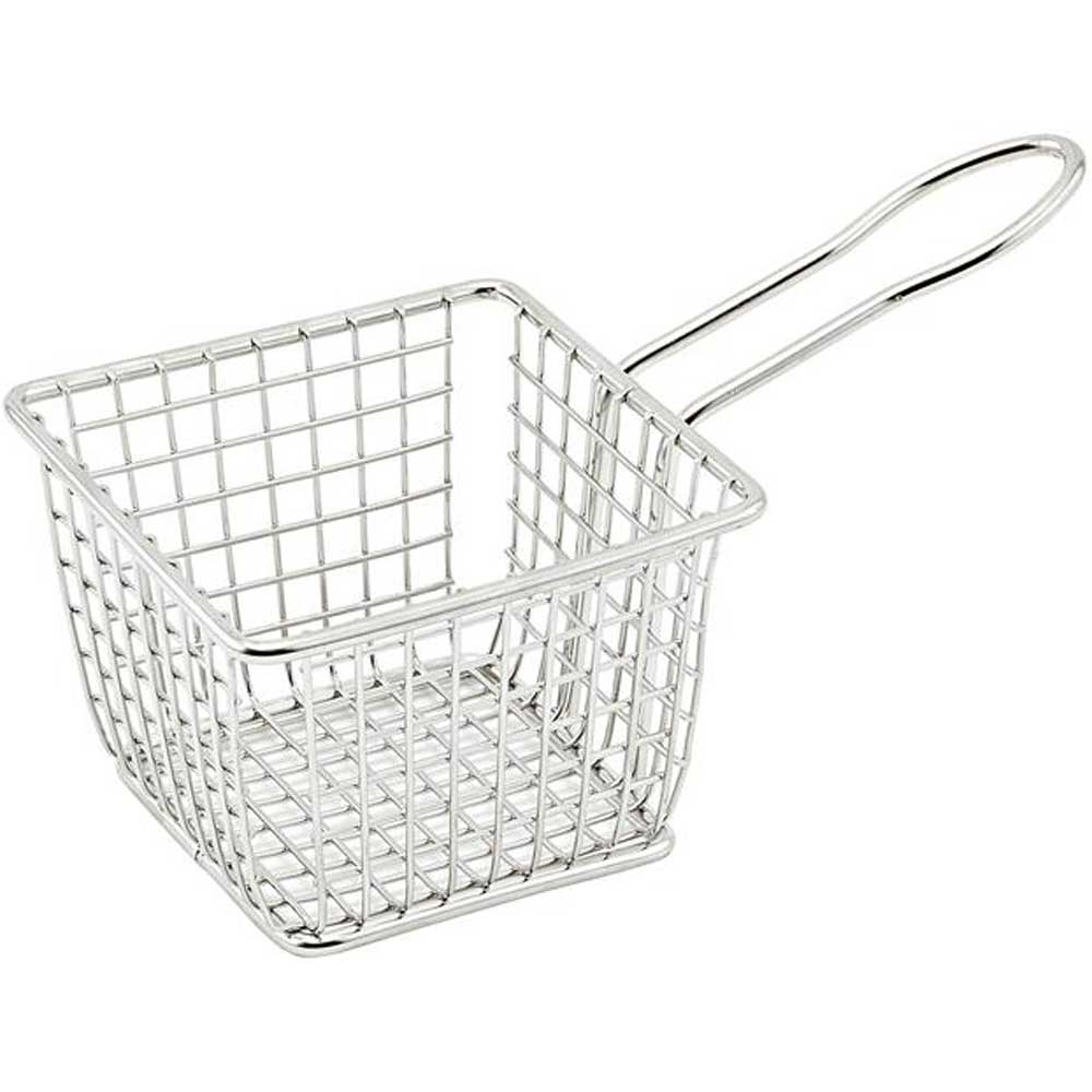 Winco 18/8 Stainless Steel Square Mini Fry Basket, 4 x 4 x 3 inch -- 12 per case.