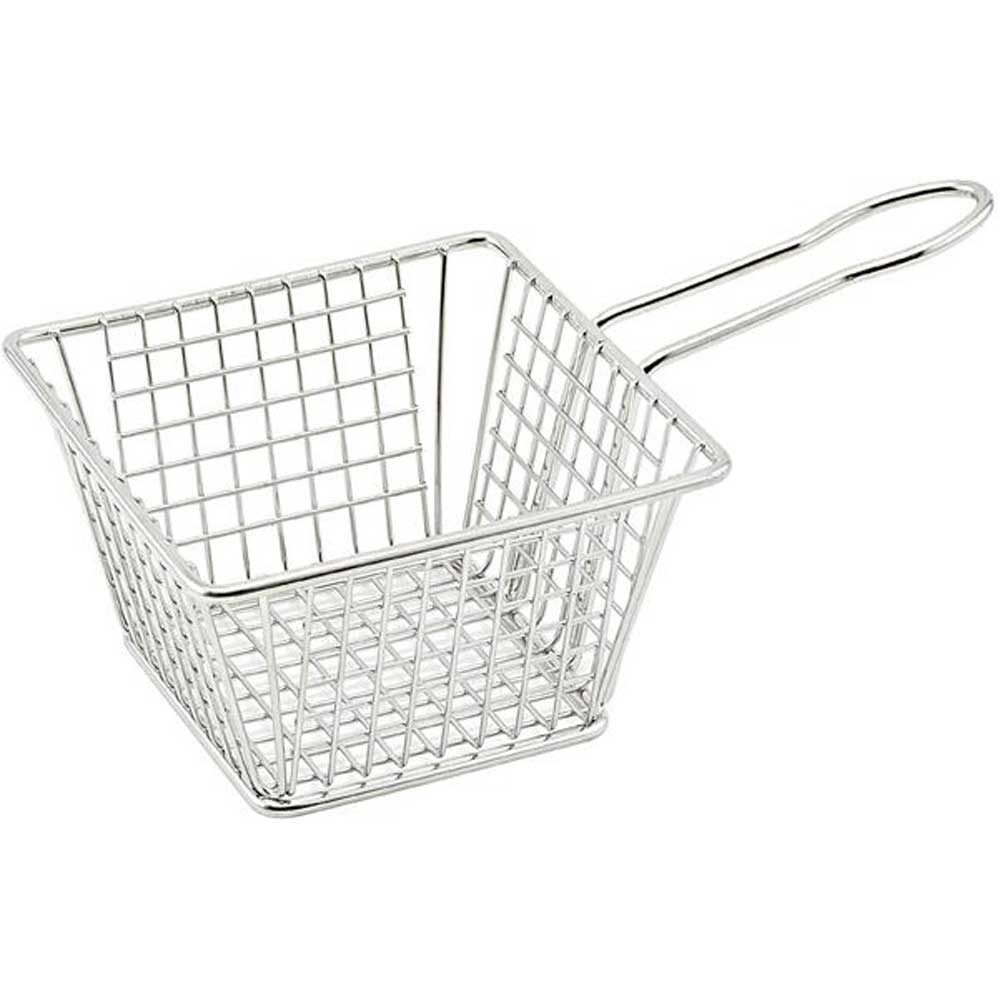 Winco 18/8 Stainless Steel Square Mini Fry Basket, 5 x 5 x 4 inch -- 12 per case.