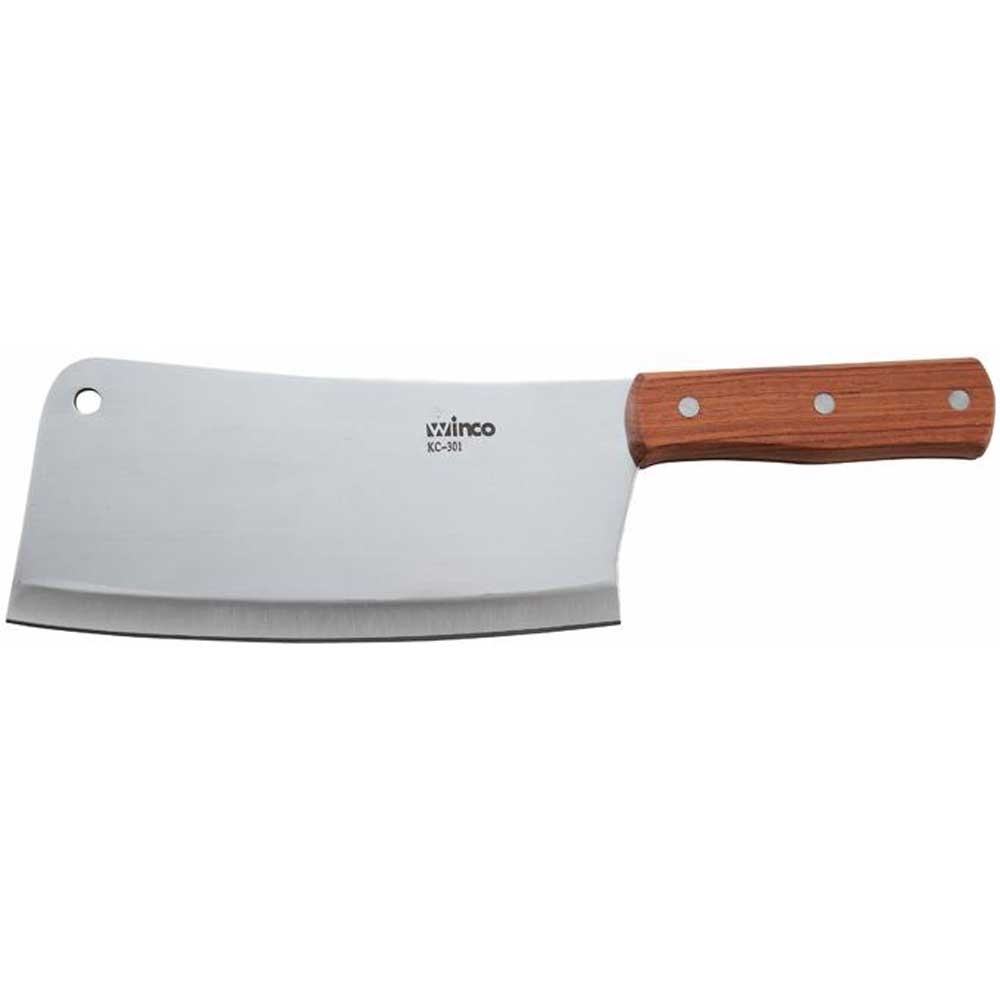 Winco Wooden Handle Cleaver, 3 1/2 x 8 inch Blade -- 6 per case.
